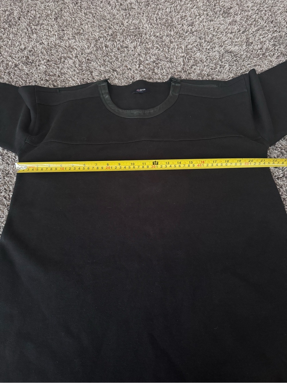 Madewell Black Oversized Knit Dress Leather Trim Pique Ponte M $128 - Picture 10 of 11